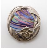 A Pat Cheney silver and glass flower pendant brooch A condition report is not available for this