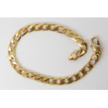 A 9ct gold Italian made curb chain bracelet, length 18.5cm, weight 11.3gms Light general wear, clasp