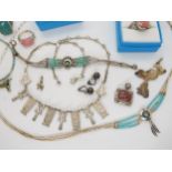 A collection of silver and gem set items by Southwestern Jewellery, a Snoopy pendant and other items