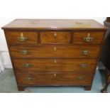 A Victorian mahogany three over three chest of drawers on bracket feet, 100cm high x 117cm wide x