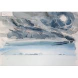 ALMA WOLFSON (SCOTTISH b.1942) ABSTRACT SEASCAPE  Watercolour on paper, signed lower right, 50 x