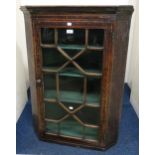 A Victorian mahogany astragal glazed hanging corner cabinet, 101cm high x 78cm wide x 49cm deep