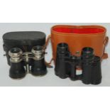 A pair of vintage binoculars and a modern pair Condition report: Available upon request