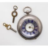 A silver half hunter pocket watch, London hallmarks for 1893, diameter 5cm Winds and is ticking