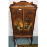 A 20th century mahogany painted music cabinet with fitted interior, 105cm high x 54cm wide x 40cm