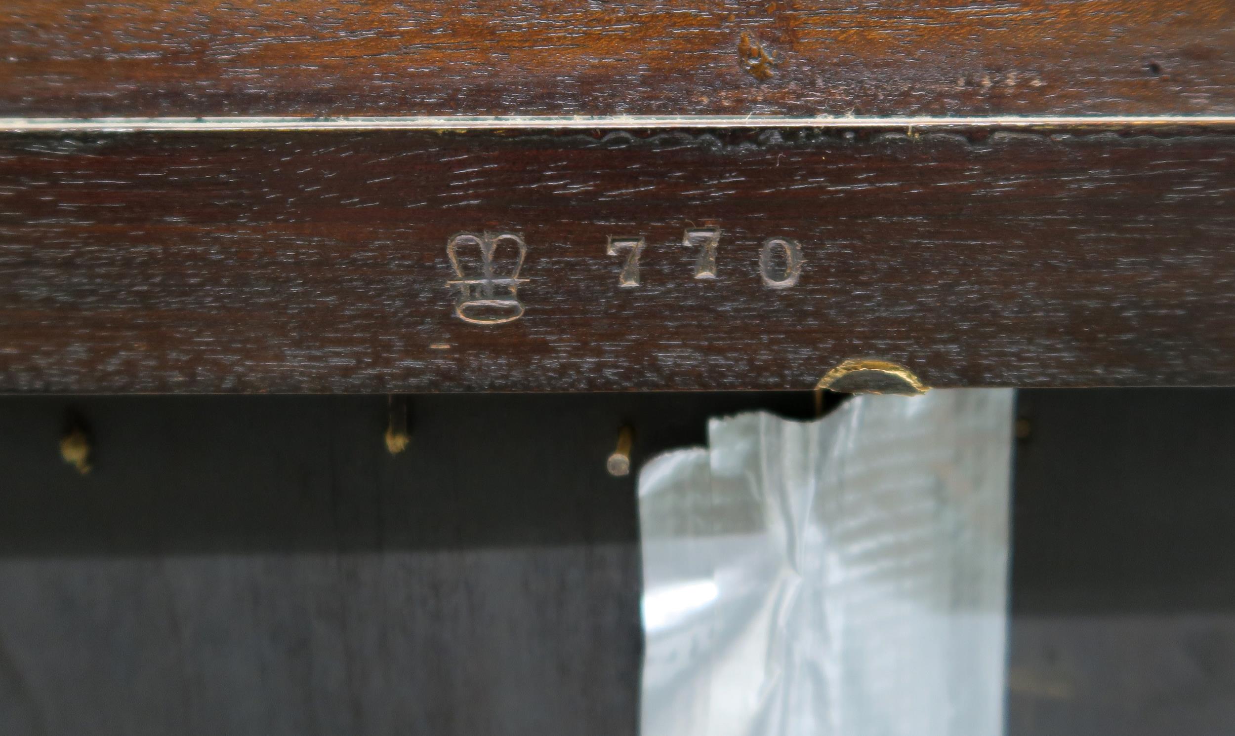 An Edwardian mahogany Muirhead & Turnbull Lidstone music cabinet with glazed fall front - Image 7 of 7