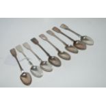 A lot comprising five silver teaspoons, Dublin 1850 and three assorted silver teaspoons Condition