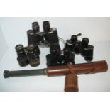 A pair of Barr & Stroud binoculars, Charles Frank telescope and three other pairs of binoculars (