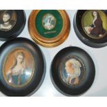 Five various oval miniatures, 8 x 6cm and smaller (5) Condition report: Available upon request