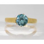 An 18ct gold blue zircon set ring, hallmarked 1916 Birmingham, size M, weight 2.4gms Zircon