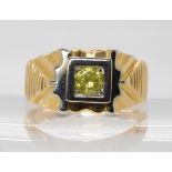 An 18k gents yellow diamond ring, set with an estimated approx 0.40ct diamond, finger size Z1/2,