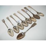A lot comprising four assorted Irish silver tablespoons various Dublin marks, 246 grams and five