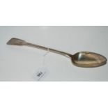 A silver basting spoon, London 1778, fiddle pattern, the terminal monogrammed "M", 30.5cm long,