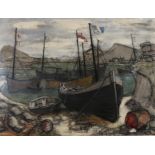 JOE MAXWELL Fishing boats, Uist, signed, dated, (19)55 watercolour and pencil, 49 x 66cm and MAY