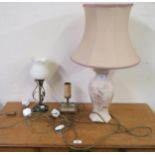 A lot comprising a ceramic table lamp and two further table lamps (3) Condition Report:Available