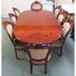 A 20th century Sorento style dining table, 80cm high x 197cm long x 115cm deep and eight button back