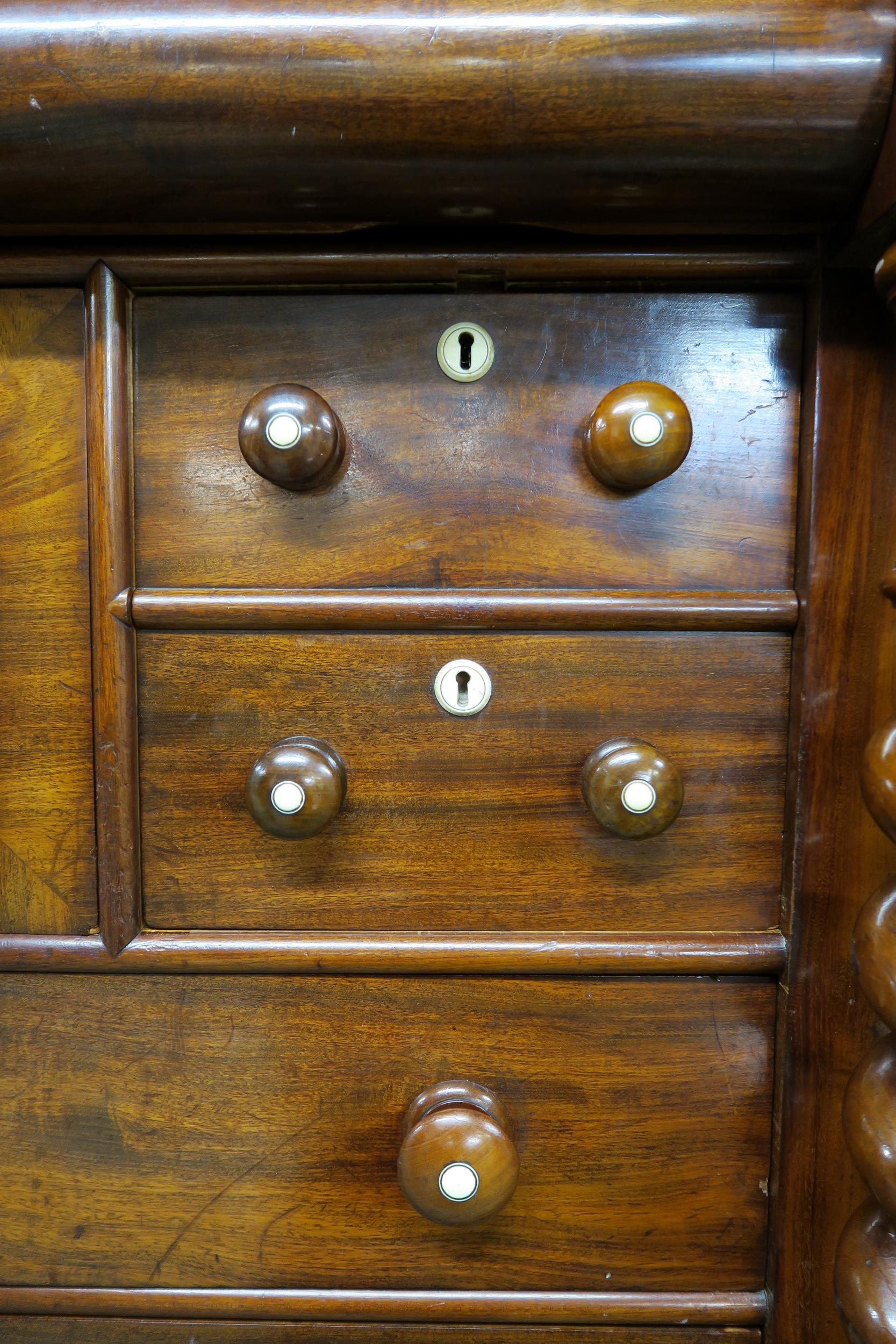 A Victorian mahogany "Scotch" chest of drawers with four above three drawers flanked by barley twist - Image 3 of 15