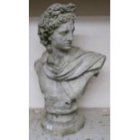A contemporary stoneware Grecian style bust of a male Condition Report:Available upon request