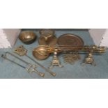 A lot of brass fire tools and other brassware Condition Report:Available upon request
