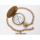 A gold plated Everite pocket watch with a gold plated T&H fob chain Condition Report:Condition