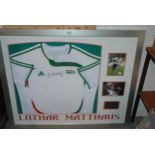 A South Africa 2010 World Cup shirt, signed by Lothar Matthaus in common mount, framed and glazed,