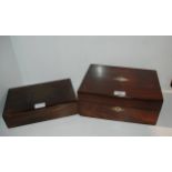 A mahogany box with mother of pearl inlay and another box (2) Condition Report:Available upon