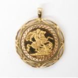 A 1996, gold full sovereign in 9ct gold pendant mount, weight 13.2gms Condition Report:Available