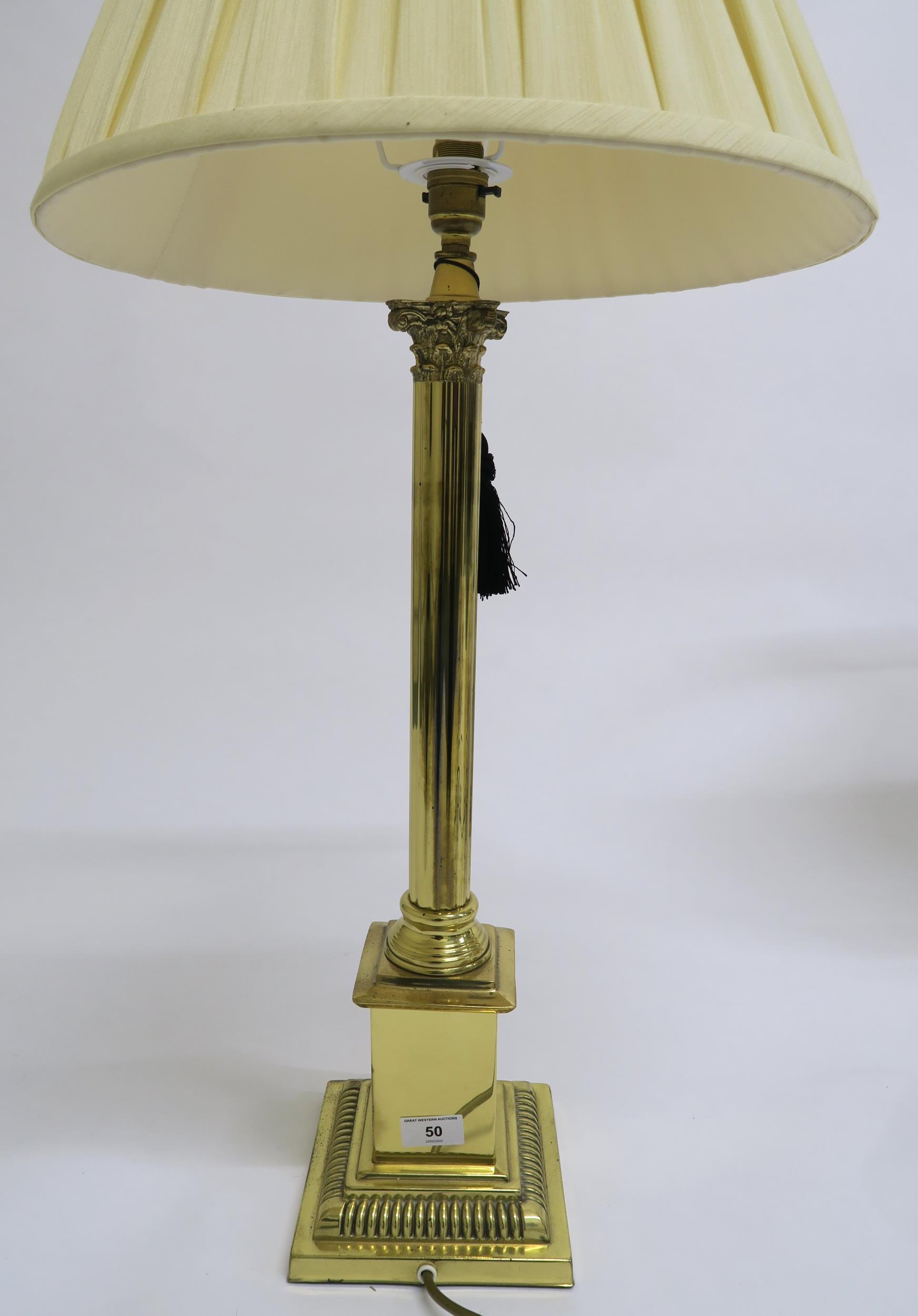 Two pairs of contemporary brass Corinthian table lamps (4) Condition Report:Available upon request - Image 3 of 3