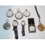 A silver cased pocket watch, other pocket watches and wrist watches etc  Condition Report: