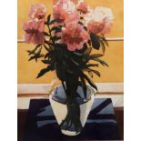 MARCEL SCHELLEKENS (DUTCH CONTEMPORARY b.1954) STILL LIFE OF PEONIES IN A VASE  Etching, signed