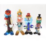 Four colourful Murano glass clowns Condition Report:Available upon request