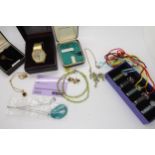 A BWC gents watch, a peridot bead necklace and other items of silver and costume jewellery Condition