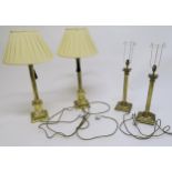 Two pairs of contemporary brass Corinthian table lamps (4) Condition Report:Available upon request