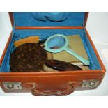 A cased of various brushes, compacts etc Condition Report:Available upon request