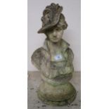 A contemporary reconstituted stone bust of a continental Victorian lady Condition Report:Available