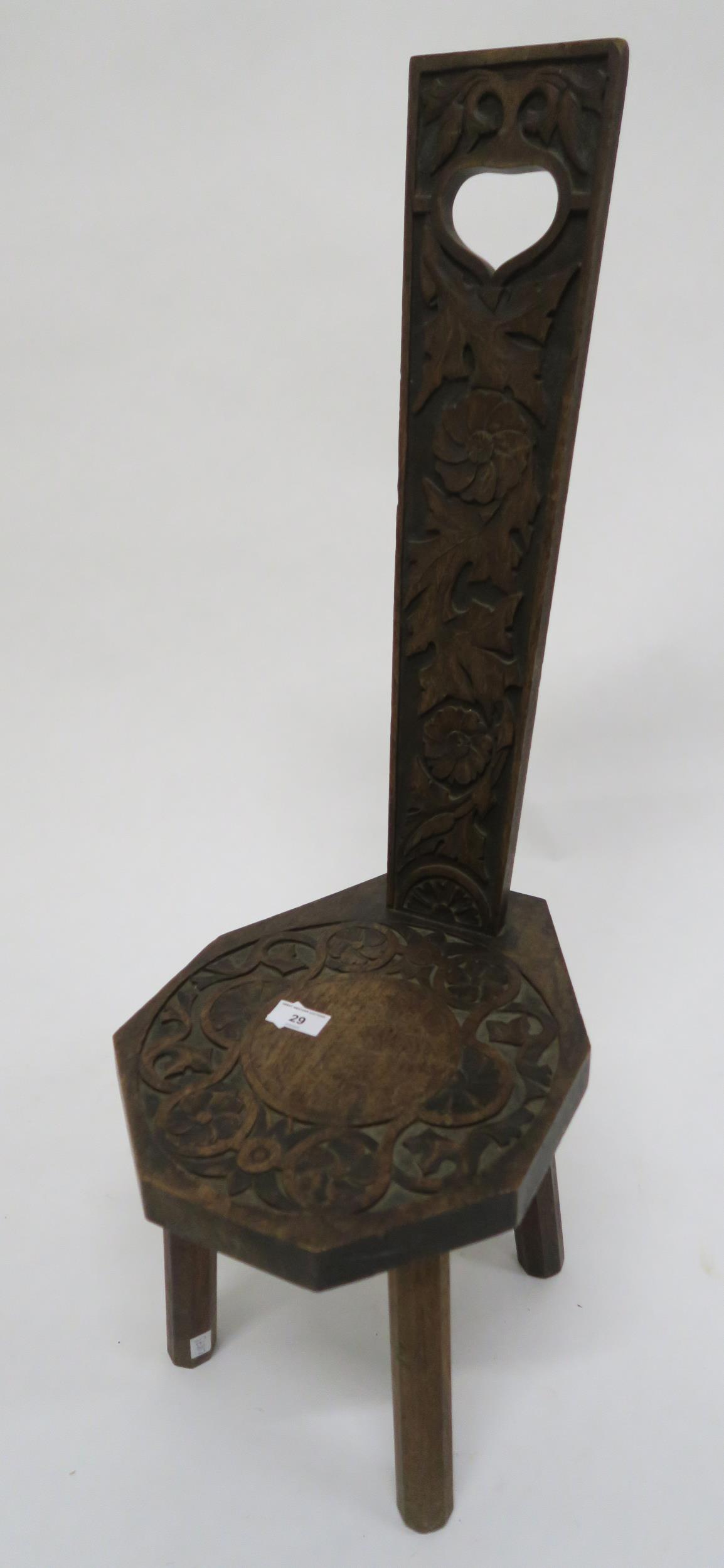 A Victorian carved oak spinning chair, 83cm high Condition Report:Available upon request