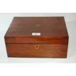 A mahogany writing slope with inlaid plaque, 30cm wide Condition Report:Available upon request