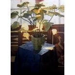 MARCEL SCHELLEKENS (DUTCH CONTEMPORARY b.1954) GREEN HOUSE PLANT STILL LIFE Etching, signed lower