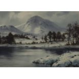 DONALD A PATON Winter Loch Ouoich, signed, watercolour, 25 x 35cm Condition Report:Available upon