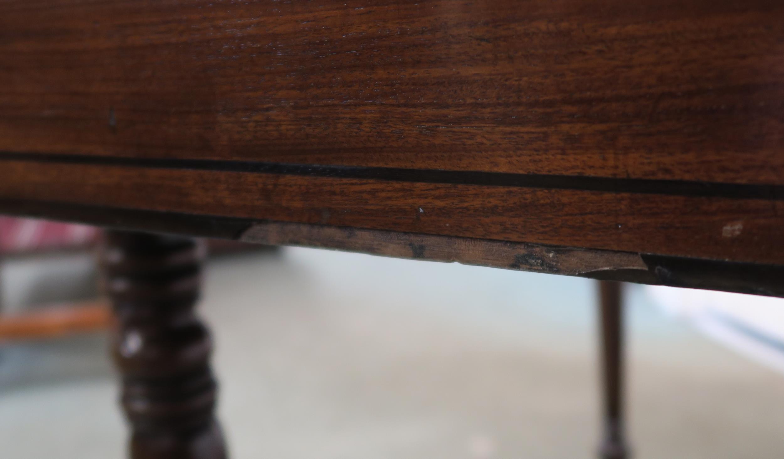 A Victorian mahogany single drawer foldover tea table, 73cm high x 102cm wide x 51cm deep - Image 5 of 5