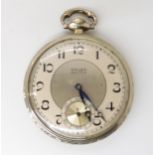 A 14k white gold Gruen Verithin pocket watch with Art Deco case, weight including mechanism 47.