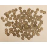 A quantity of George V shillings various dates approximately 600 grams  Condition Report:Available