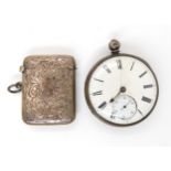A silver vesta hallmarked Birmingham 1911, together with a silver (af) pocket watch Hallmarked