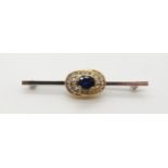 A bright yellow and white metal sapphire and diamond brooch set with estimated approx 0.40cts of