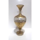 A large Bohemian gilt decorated glass vase with central etched Greek key pattern band Condition