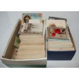 Two large boxes of postcards including black and white and colour examples  Condition Report: