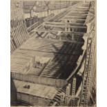JOHN FERGUSON ROSS Aerial view of liner, 2 of 12, signed, lithograph, dated, 1935, 53 x 42cm