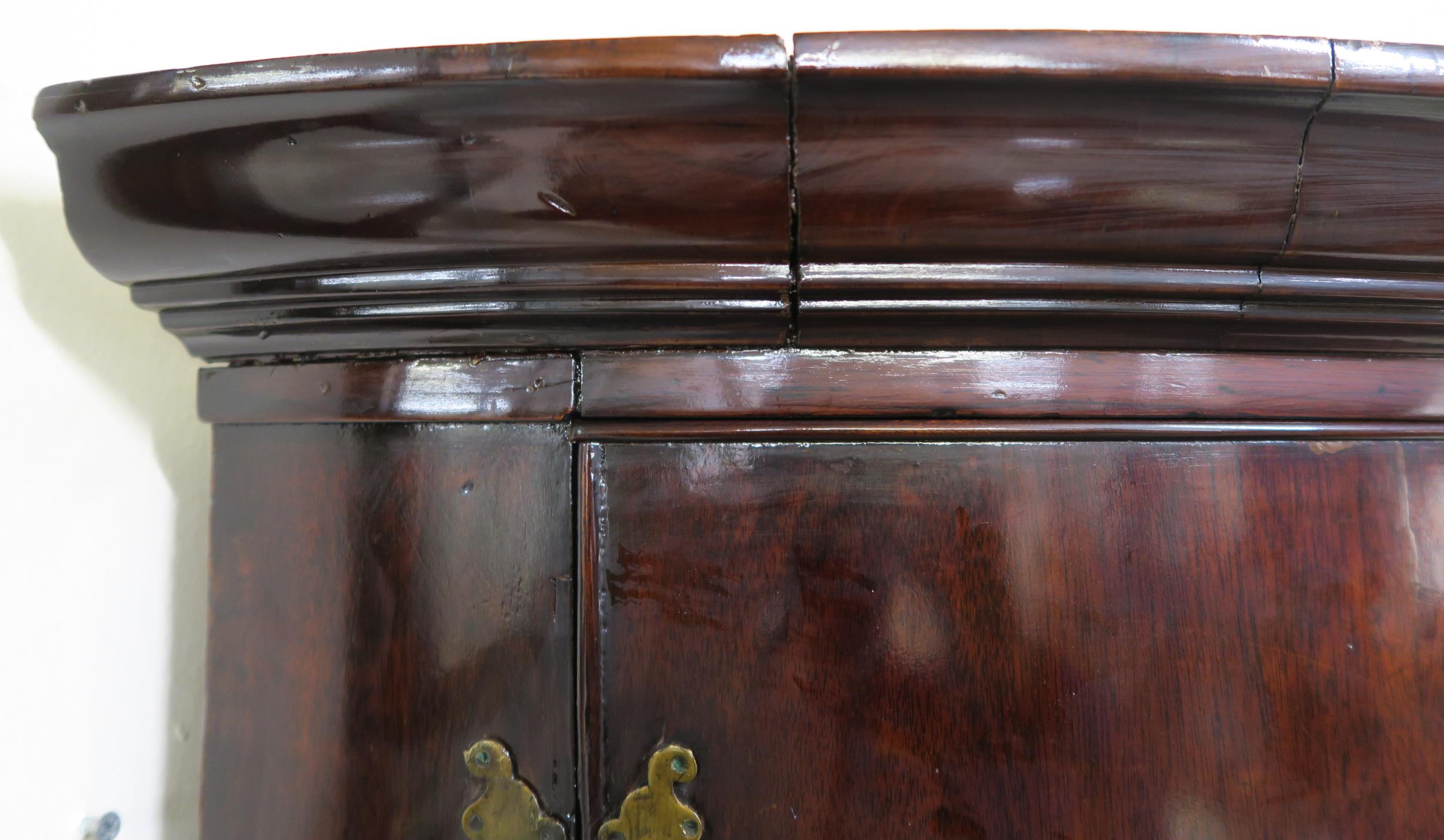 A Victorian stained oak dome front two door corner cabinet on stand, 179cm high x 80cm wide x 55cm - Bild 3 aus 5