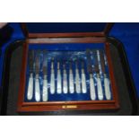 A tray lot of EPNS, cased cutlery, brushes etc Condition Report:Available upon request