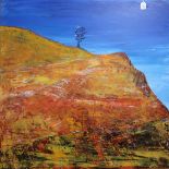 ANNE BUTLER (SCOTTISH CONTEMPORARY b.1959)  LONE TREE ON MOUNTAIN  Acrylic on canvas, signed lower